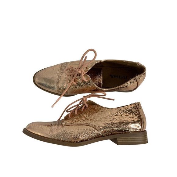 Just fab women’s Billie Jean oxford metallic size 6.5 5904 flats lace up pink - Picture 5 of 7